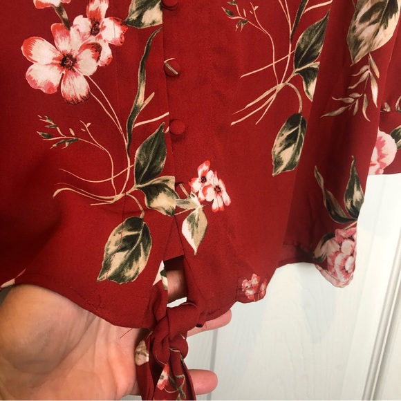 Soho Jeans Long Sleeve Button Down Tie Front Blouse Size S - Picture 5 of 8